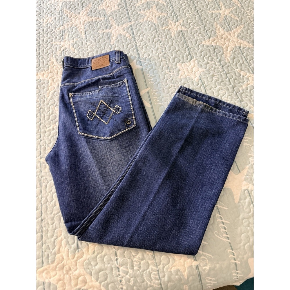 Phat Farm Men's Jeans 36x32 Blue Denim Embroidered Baggy Hip Hop Y2K